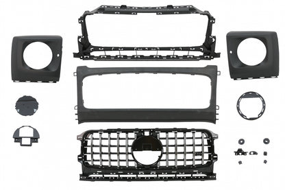 Front Grille GT-R Panamericana Design with Headlights Covers for Mercedes G-Class W464 W463A G63 AMG (06.2018–Up)