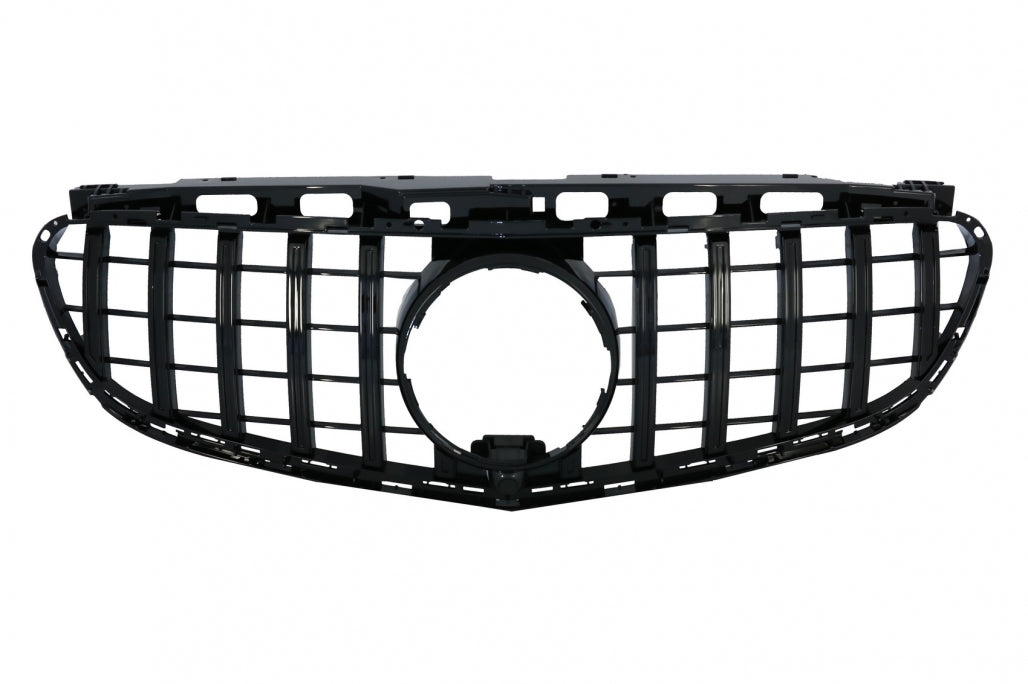 Front Grille GT-R Panamericana Full Piano Black for Mercedes E-Class W212 S212 Facelift (2013–2016)