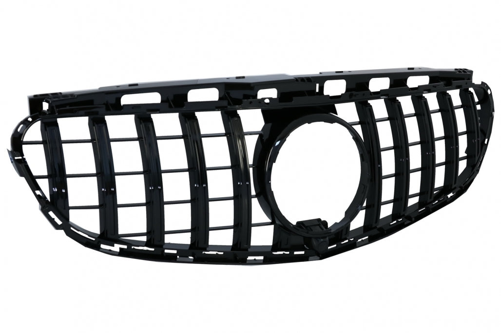 Front Grille GT-R Panamericana Full Piano Black for Mercedes E-Class W212 S212 Facelift (2013–2016)