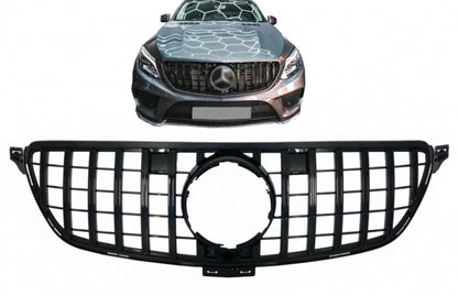 Front Grille GT-R Panamericana Piano Black Design for Mercedes GLE Coupe C292 W166 SUV (2015–2018)