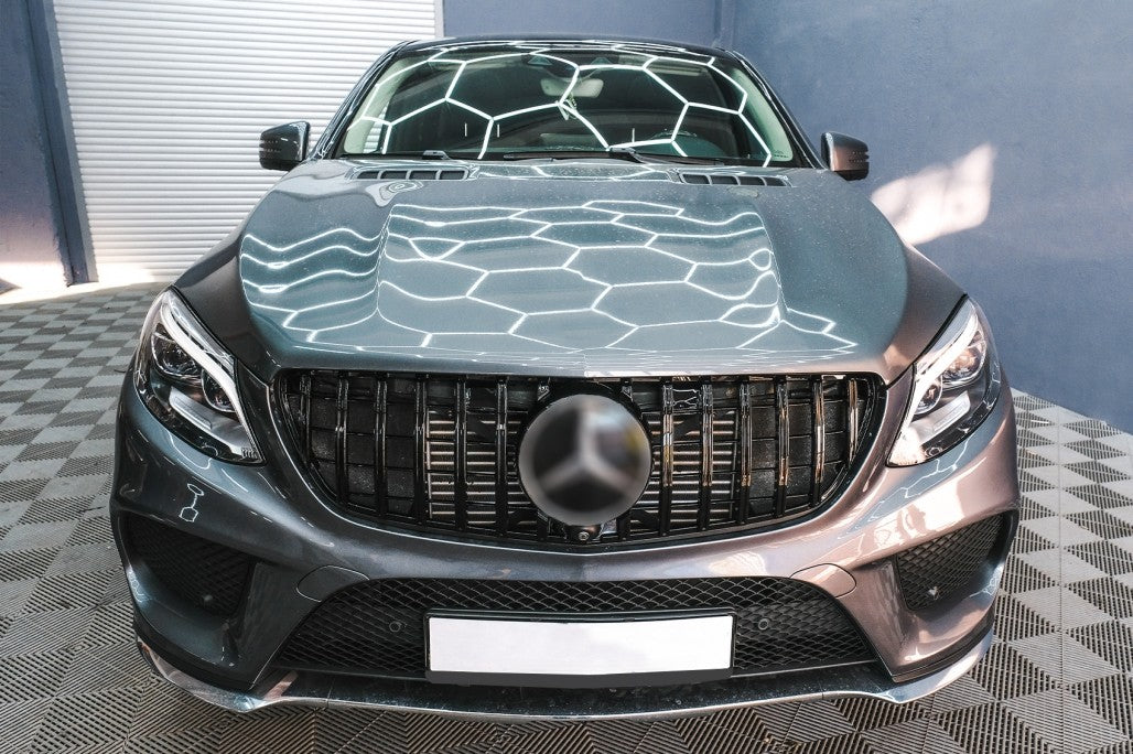 Front Grille GT-R Panamericana Piano Black Design for Mercedes GLE Coupe C292 W166 SUV (2015–2018)