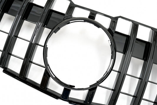 Front Grille GT-R Panamericana Piano Black Design for Mercedes GLK X204 Facelift (2013–2015)