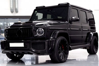 Front Grille GT-R Panamericana Piano Black Design with Headlights Covers for Mercedes G-Class W464 W463A G63 AMG (06.2018–Up)