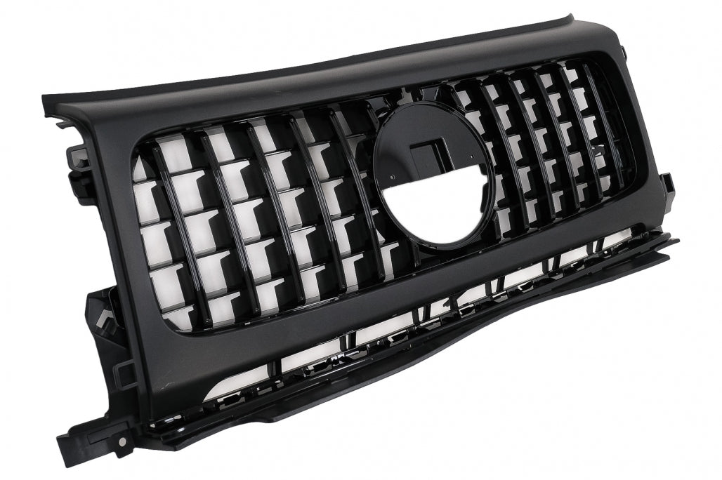Front Grille GT-R Panamericana Piano Black Design with Headlights Covers for Mercedes G-Class W464 W463A G63 AMG (06.2018–Up)
