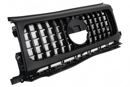 Front Grille GT-R Panamericana Piano Black Design with Headlights Covers for Mercedes G-Class W464 W463A G63 AMG (06.2018–Up)