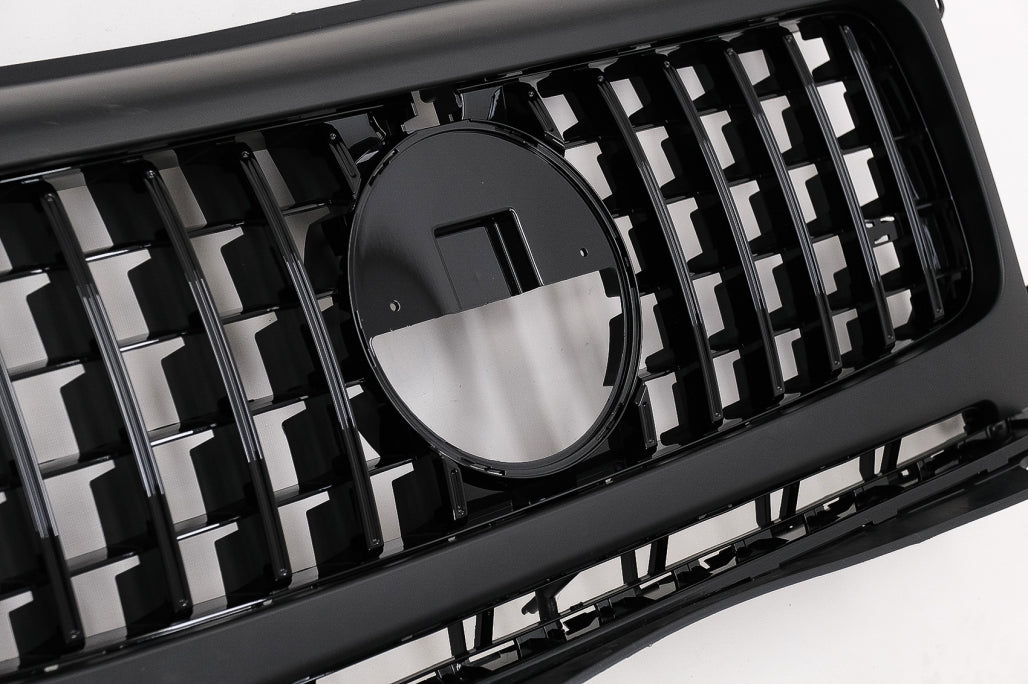 Front Grille GT-R Panamericana Piano Black Design with Headlights Covers for Mercedes G-Class W464 W463A G63 AMG (06.2018–Up)