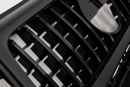 Front Grille GT-R Panamericana Piano Black Design with Headlights Covers for Mercedes G-Class W464 W463A G63 AMG (06.2018–Up)