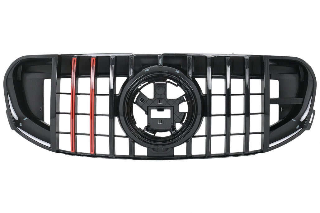 Front Grille GTR Design Piano Black with Red Insertion for Mercedes GLS X167 SUV (2019–2023)