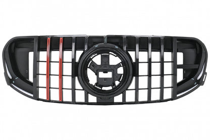 Front Grille GTR Design Piano Black with Red Insertion for Mercedes GLS X167 SUV (2019–2023)