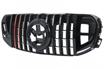 Front Grille GTR Design Piano Black with Red Insertion for Mercedes GLS X167 SUV (2019–2023)