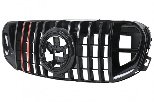 Front Grille GTR Design Piano Black with Red Insertion for Mercedes GLS X167 SUV (2019–2023)
