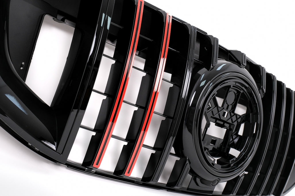 Front Grille GTR Design Piano Black with Red Insertion for Mercedes GLS X167 SUV (2019–2023)
