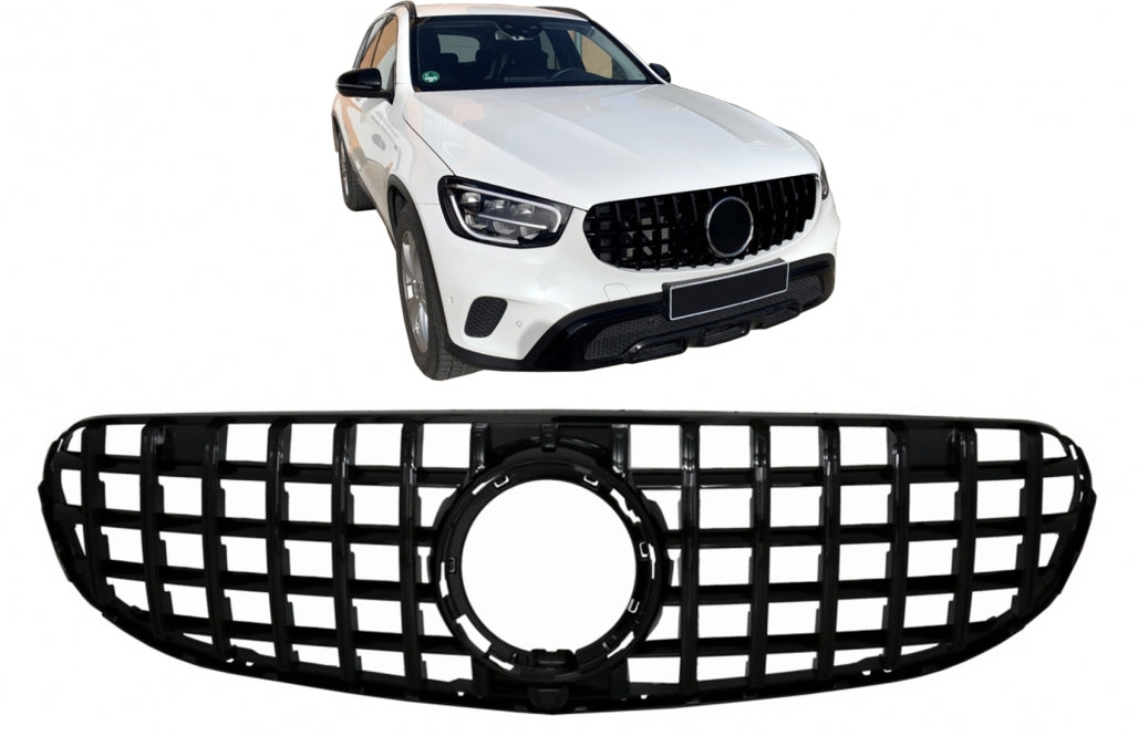 Front Grille GTR Panamericana All Black Design for Mercedes GLC X253 C253 Facelift Standard & Off-Road (2020–2021)