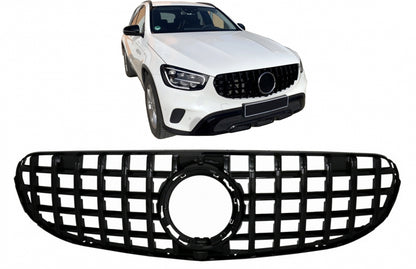 Front Grille GTR Panamericana All Black Design for Mercedes GLC X253 C253 Facelift Standard & Off-Road (2020–2021)