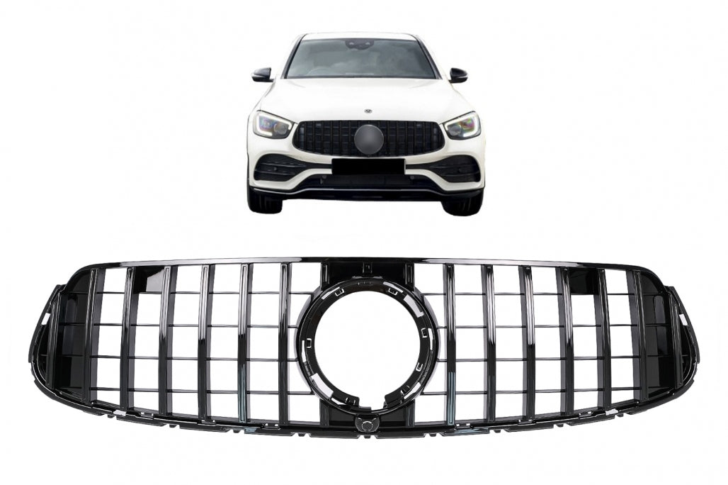 Front Grille GTR Panamericana All Black Design for Mercedes GLC X253 C253 Facelift (2020–2021)