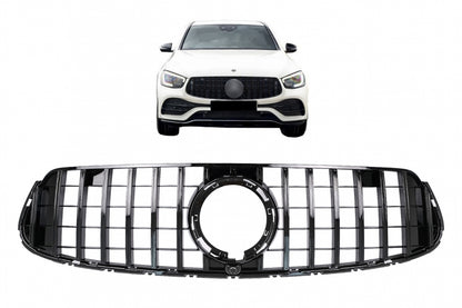 Front Grille GTR Panamericana All Black Design for Mercedes GLC X253 C253 Facelift (2020–2021)