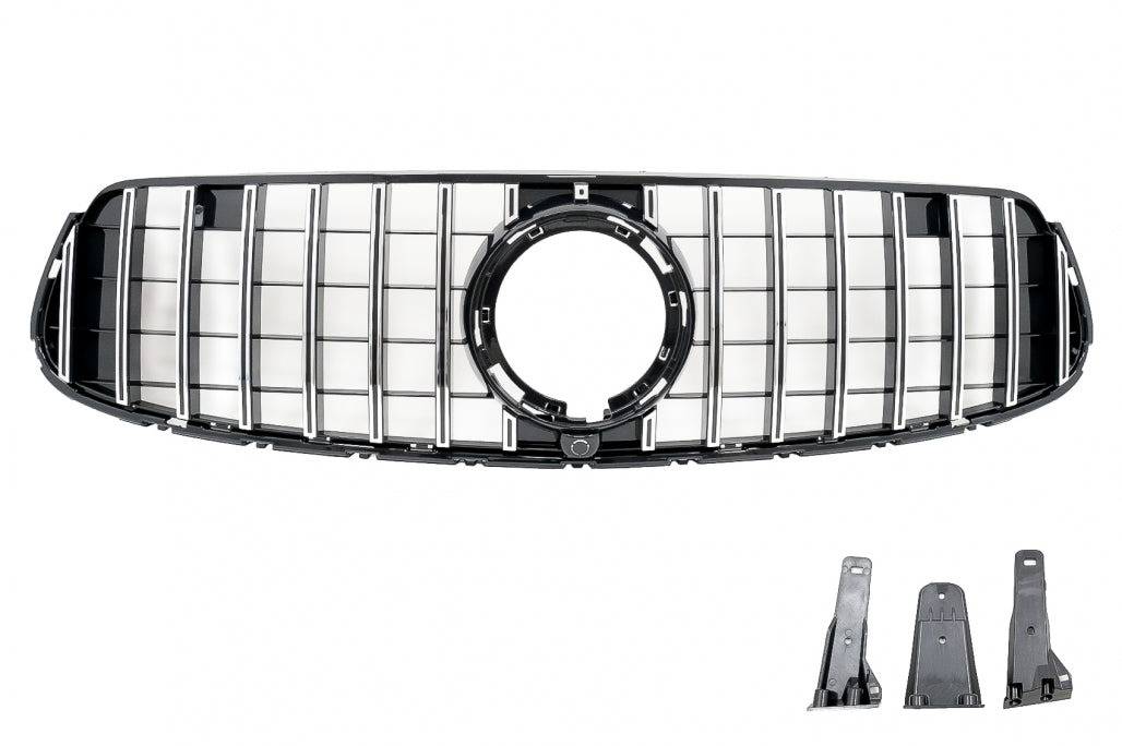 Front Grille GTR Panamericana Black Chrome Design for Mercedes GLC X253 C253 Facelift (2020–2021)