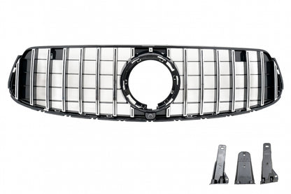 Front Grille GTR Panamericana Black Chrome Design for Mercedes GLC X253 C253 Facelift (2020–2021)
