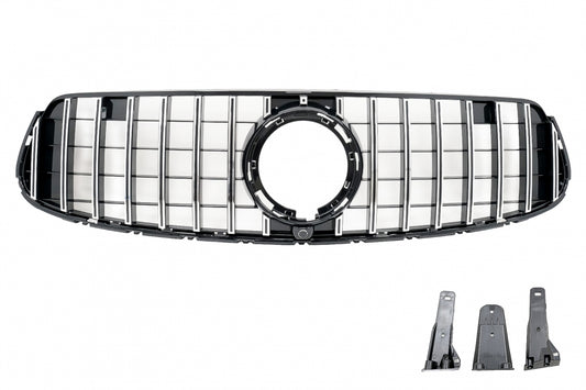 Front Grille GTR Panamericana Black Chrome Design for Mercedes GLC X253 C253 Facelift (2020–2021)