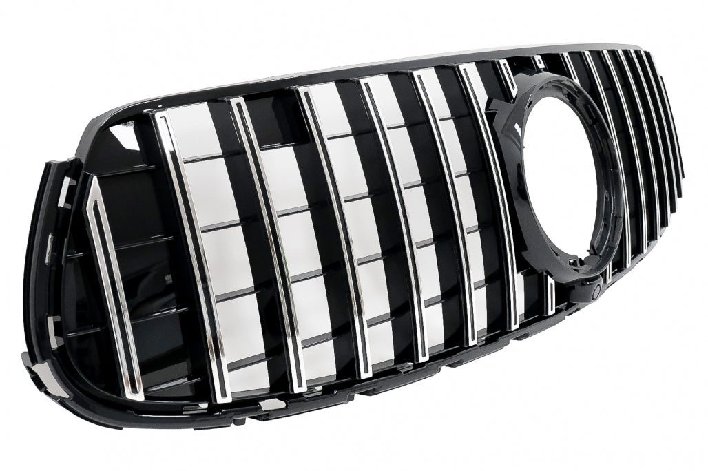 Front Grille GTR Panamericana Black Chrome Design for Mercedes GLC X253 C253 Facelift (2020–2021)