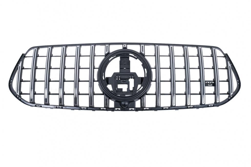 Front Grille GTR Panamericana Design Glossy Black and Chrome for Mercedes GLE W167 V167 C167 (2019–06.2023)