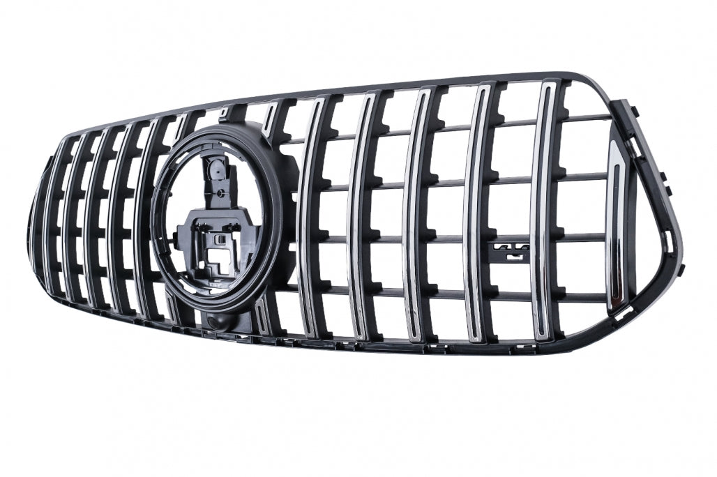 Front Grille GTR Panamericana Design Glossy Black and Chrome for Mercedes GLE W167 V167 C167 (2019–06.2023)