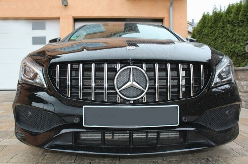 Front Grille Panamericana GT-R Design Black Chrome for Mercedes CLA C117 X117 W117 Facelift (2016–2018)
