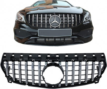 Front Grille Panamericana GT-R Design Black Chrome for Mercedes CLA C117 X117 W117 Facelift (2016–2018)