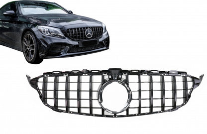 Front Grille Panamericana GT-R Design Black for Mercedes C-Class W205 S205 C205 A205 Facelift (2018–2020)