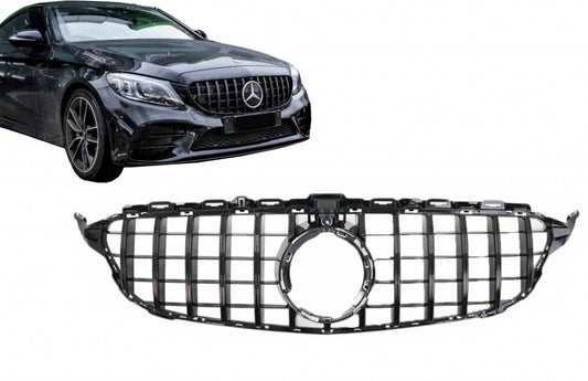Front Grille Panamericana GT-R Design Black for Mercedes C-Class W205 S205 C205 A205 Facelift (2018–2020)