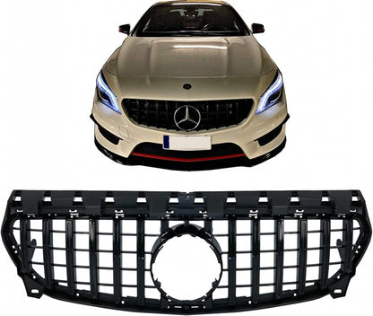 Front Grille Panamericana GT-R Design Full Black for Mercedes CLA C117 X117 W117 Facelift (2016–2018)