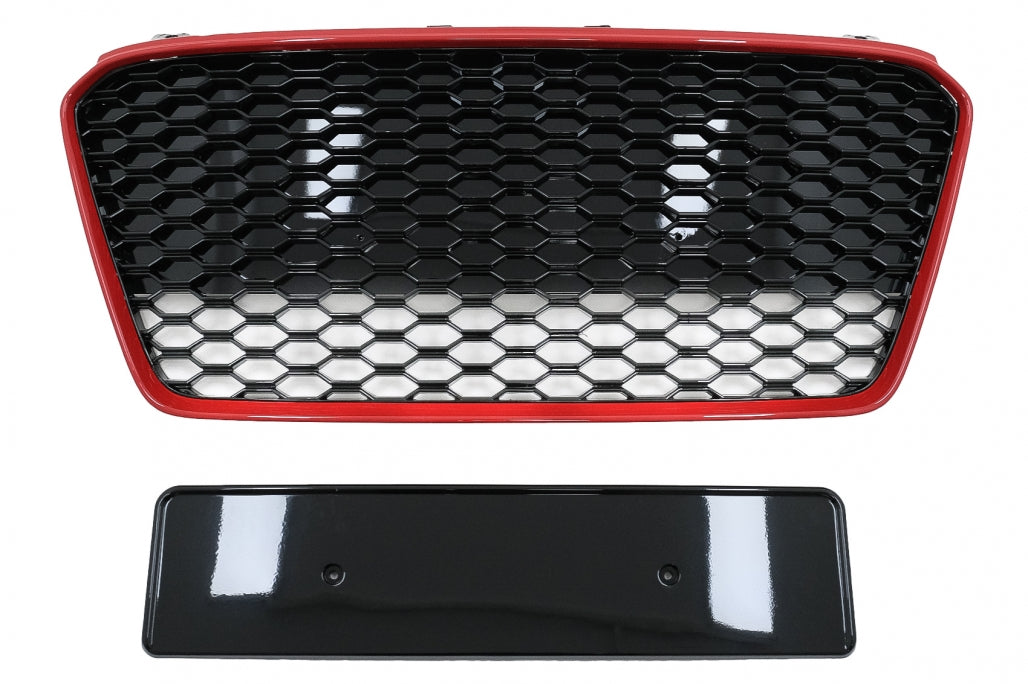 Front Grille RS Design for Audi R8 42 1st Generation Facelift (2013–2015) Glossy Black Red