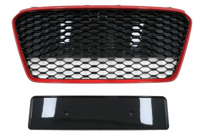 Front Grille RS Design for Audi R8 42 1st Generation Facelift (2013–2015) Glossy Black Red