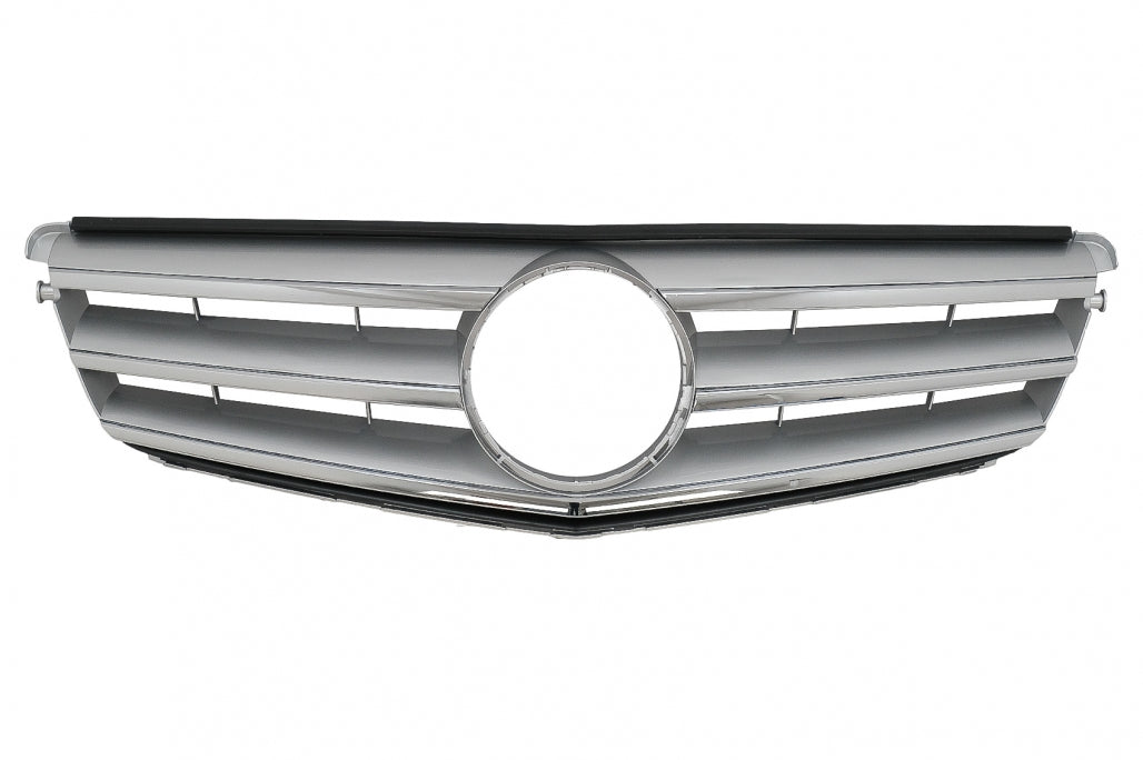 Front Grille Sport Design Silver for Mercedes C-Class W204 S204 (2007–2014)