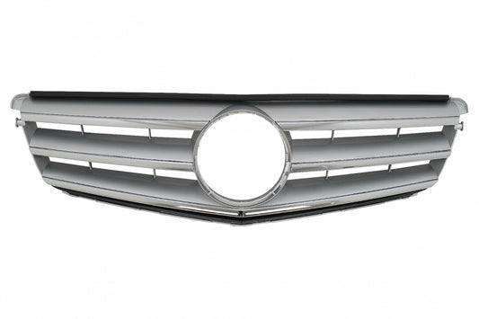 Front Grille Sport Design Silver for Mercedes C-Class W204 S204 (2007–2014)