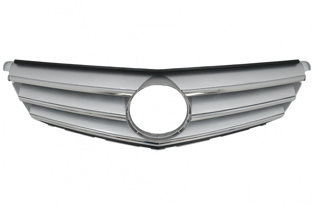 Front Grille Sport Design Silver for Mercedes C-Class W204 S204 (2007–2014)