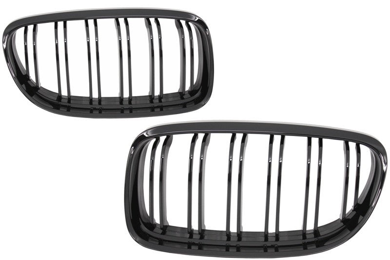 Front Kidney Grilles Double Stripe M Design Piano Black for BMW 3 Series E90 E91 LCI (2008–2011)