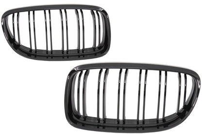 Front Kidney Grilles Double Stripe M Design Piano Black for BMW 3 Series E90 E91 LCI (2008–2011)