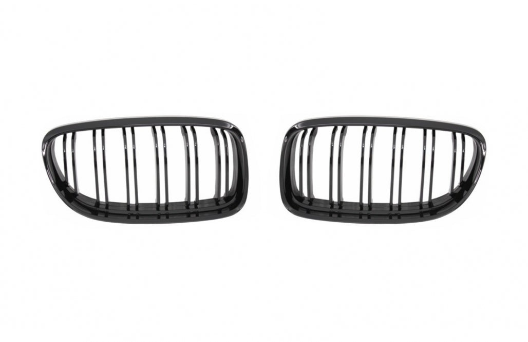 Front Kidney Grilles Double Stripe M Design Piano Black for BMW 3 Series E90 E91 LCI (2008–2011)