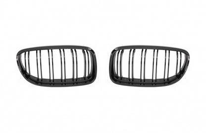 Front Kidney Grilles Double Stripe M Design Piano Black for BMW 3 Series E90 E91 LCI (2008–2011)