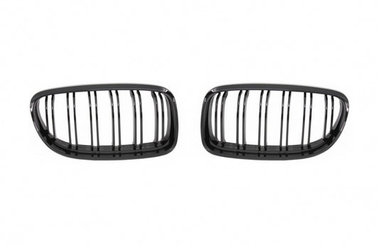 Front Kidney Grilles Double Stripe M Design Piano Black for BMW 3 Series E90 E91 LCI (2008–2011)
