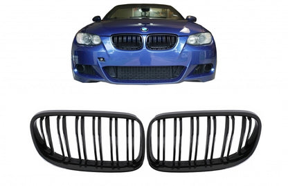 Front Kidney Grilles Double Stripe for BMW 3 Series E92 E93 Pre-LCI (2006–2009) M-Package Sport Design