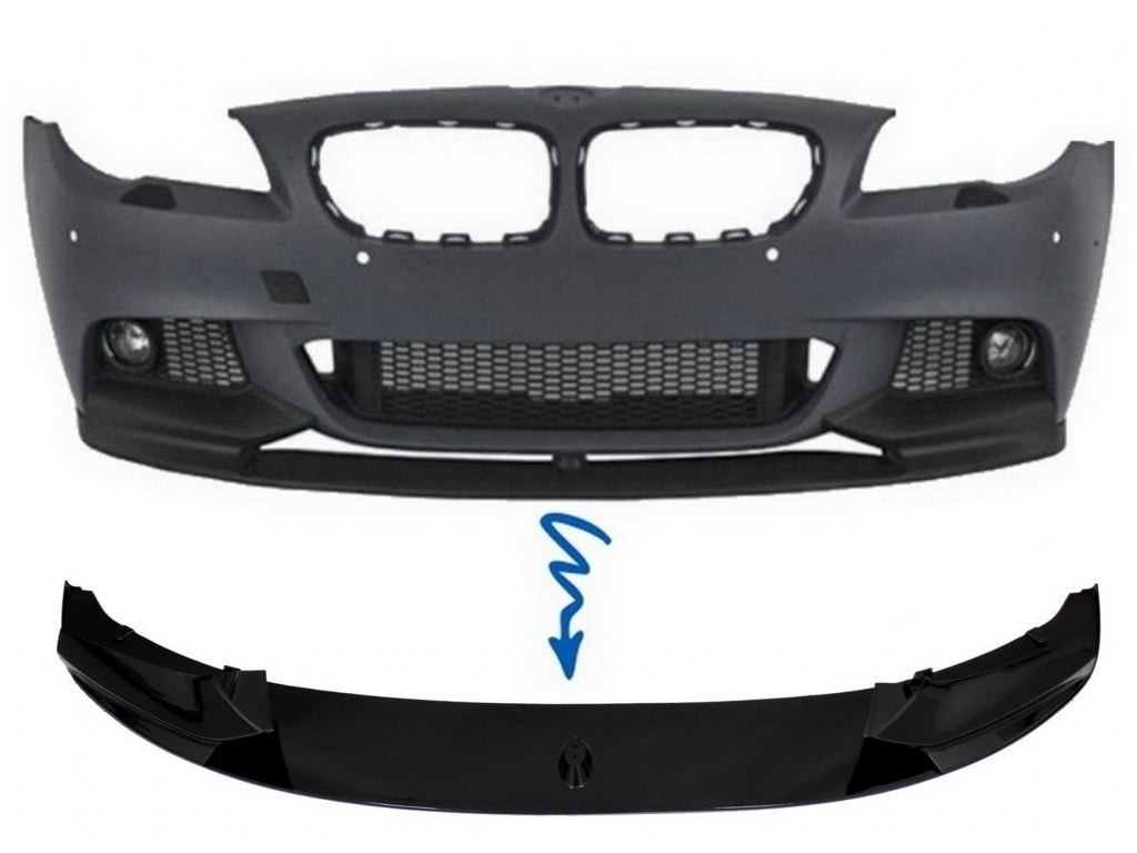 Front Lip Spoiler M Design Shiny Black for BMW 5 Series F10 F11 (2011–2017)