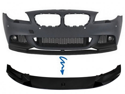 Front Lip Spoiler M Design Shiny Black for BMW 5 Series F10 F11 (2011–2017)
