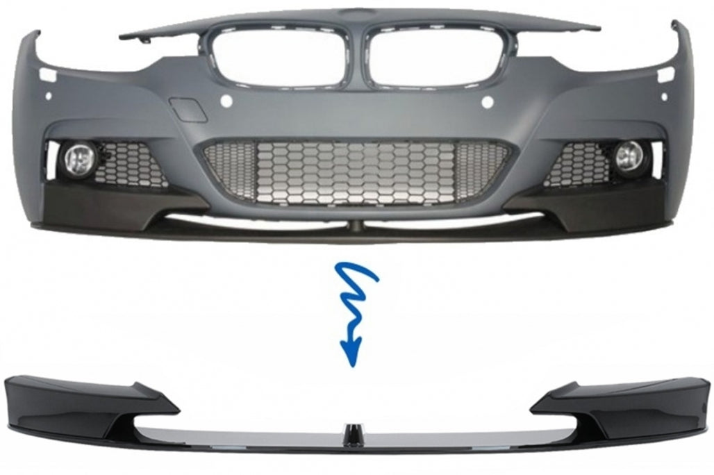 Front Splitter M Design Piano Black for BMW 3 Series F30 F31 (2011–Up)