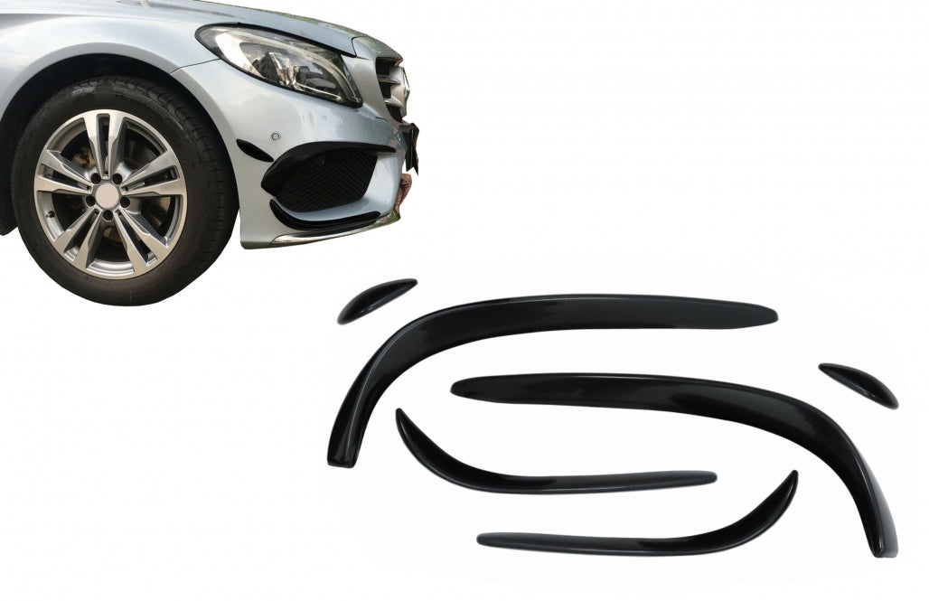 Front Splitters C43 Design Piano Black for Mercedes C-Class W205 S205 C205 A205 (2015–2018)