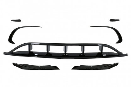 Front Splitters with Central Grille A45 Panamericana Piano Black for Mercedes A-Class W176 Facelift (2015–2018)