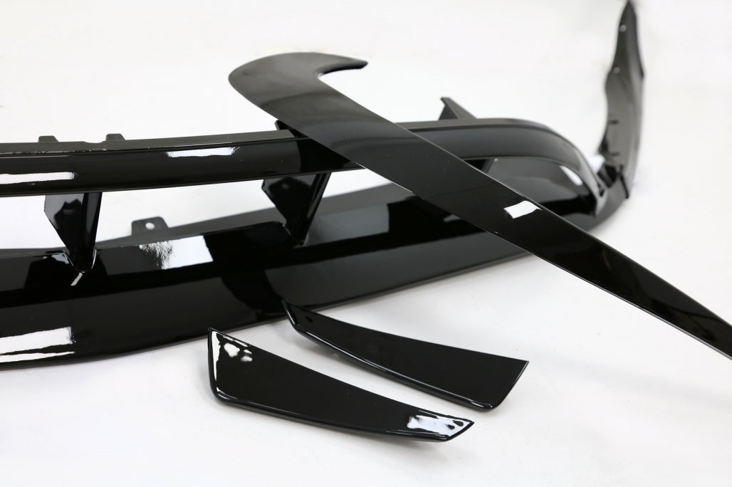 Front Splitters with Central Grille A45 Panamericana Piano Black for Mercedes A-Class W176 Facelift (2015–2018)