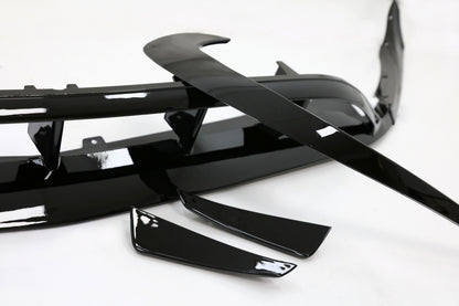 Front Splitters with Central Grille A45 Panamericana Piano Black for Mercedes A-Class W176 Facelift (2015–2018)