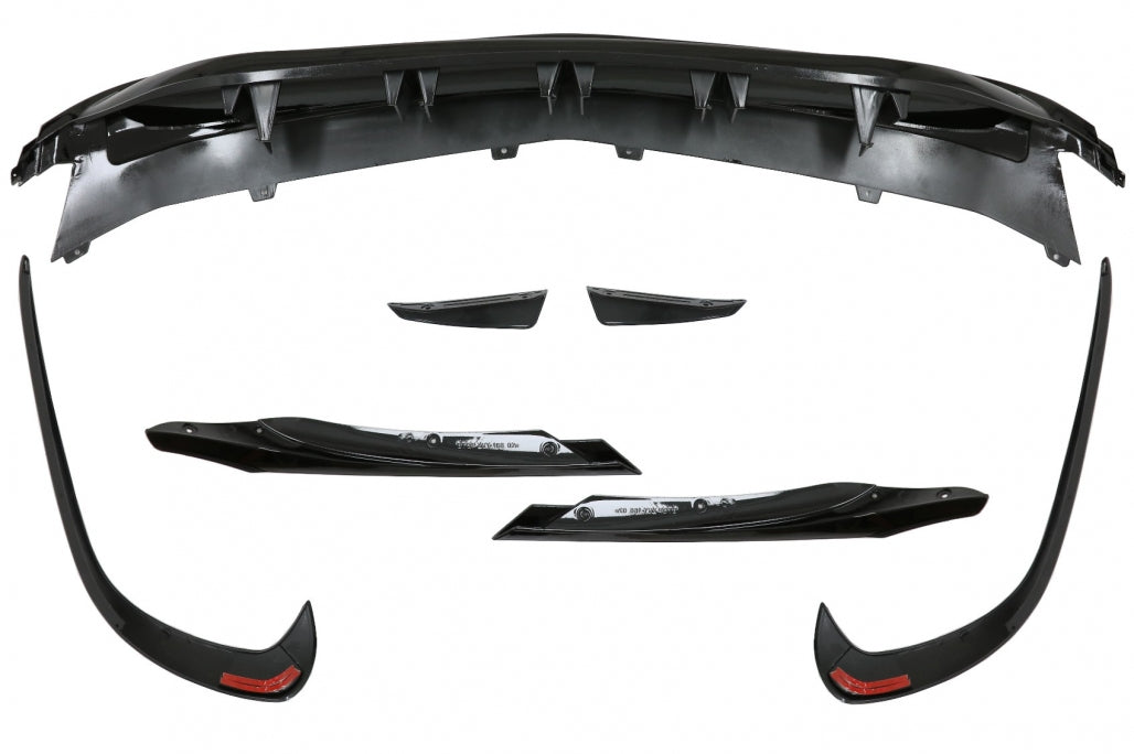 Front Splitters with Central Grille A45 Panamericana Piano Black for Mercedes A-Class W176 Facelift (2015–2018)